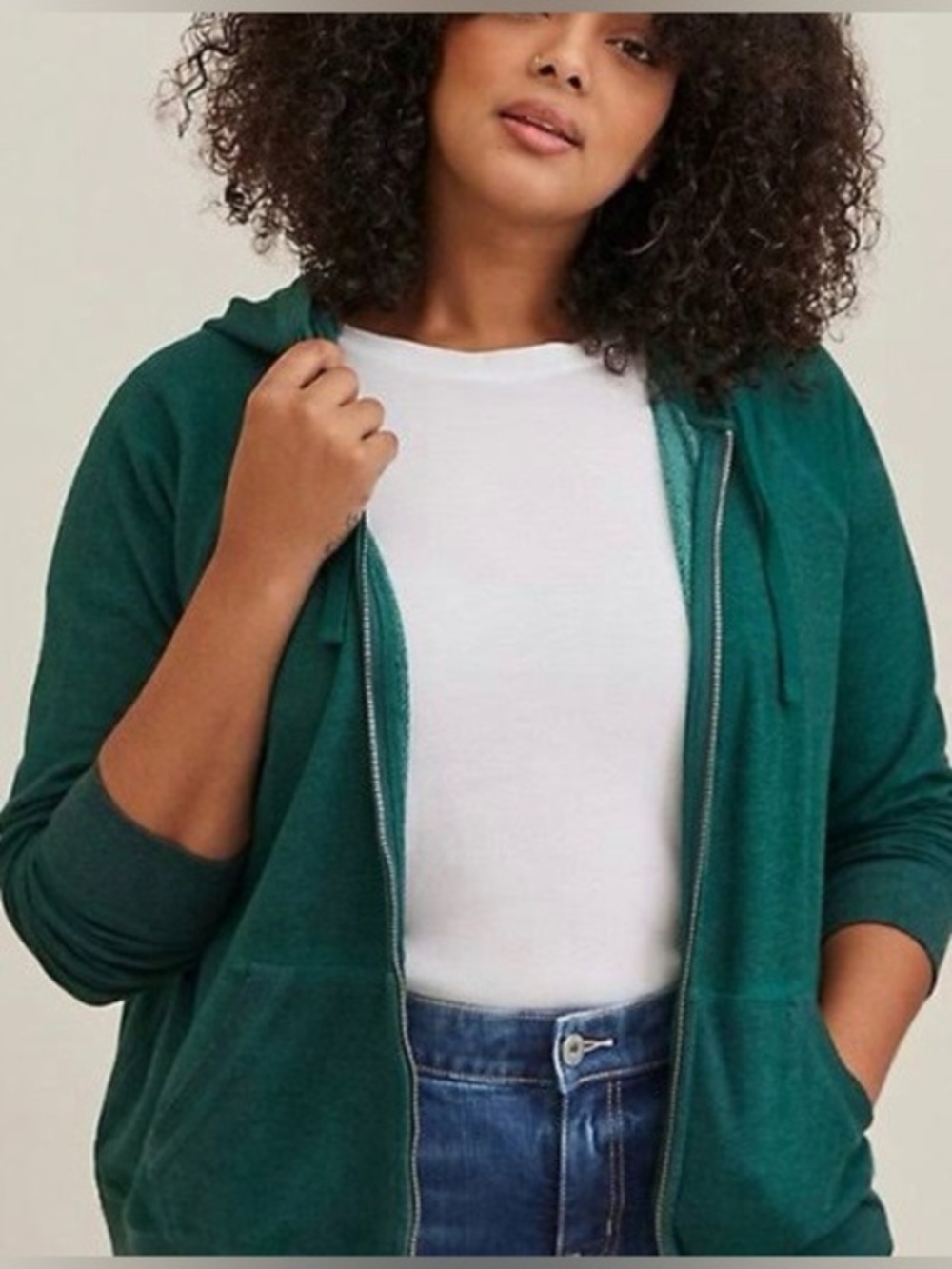 Women’s torrid 1 Teal Classic Fit Supersoft Fleece Raglan Zip Up Hoodie
